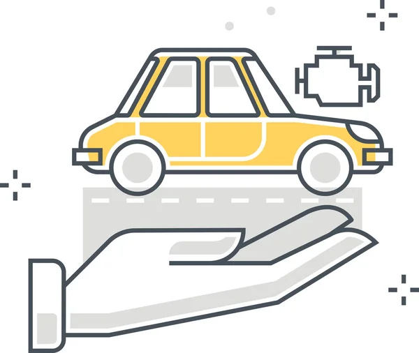 Car Hands Insurance Icon Filled Outline Style — 스톡 벡터