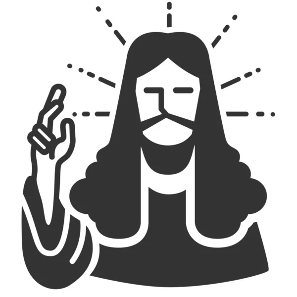 Cristo Cristão Ícone Céu Estilo Sólido — Vetor de Stock