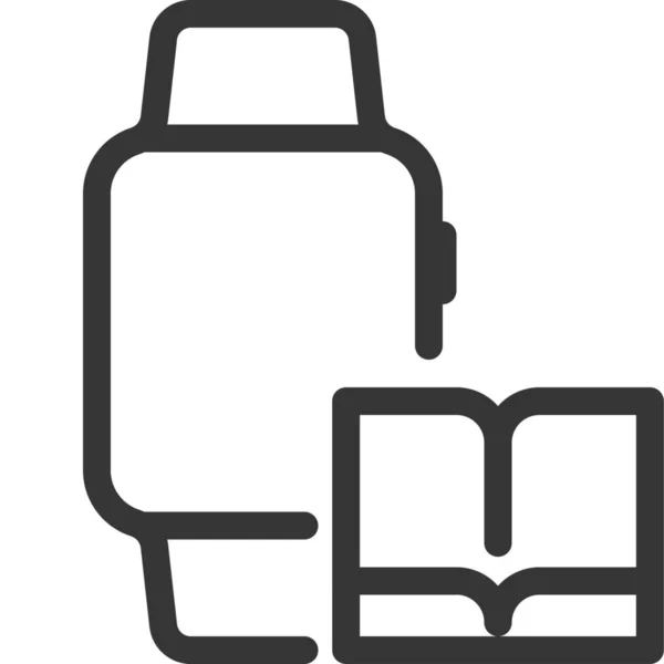 Libro Dispositivo Icono Electrónico Estilo Esquema — Vector de stock