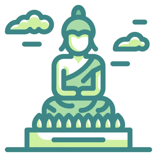 Asia Buddha Gran Icono — Vector de stock