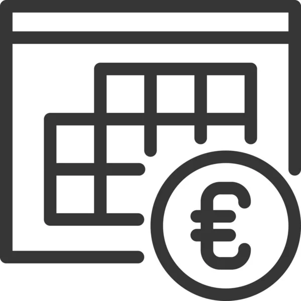 Calendrier Bancaire Icône Euro Dans Style Outline — Image vectorielle