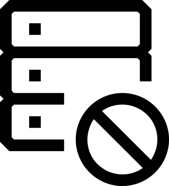 Ban Database Icona Proibita Stile Outline — Vettoriale Stock