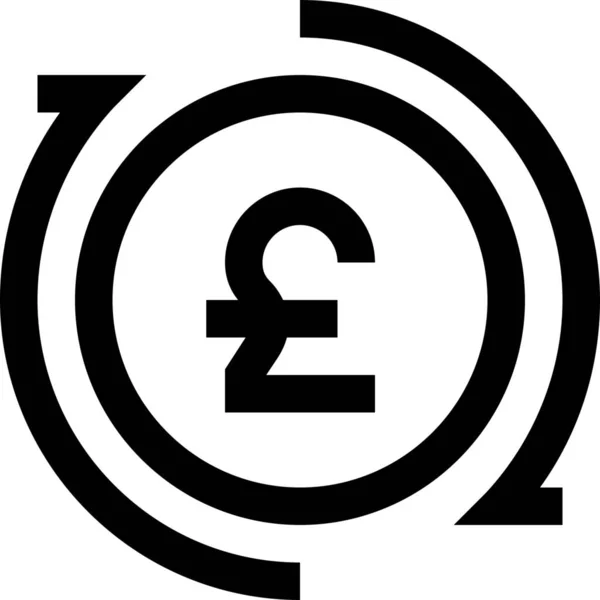 Flecha Moneda Británica Icono Estilo Esquema — Archivo Imágenes Vectoriales