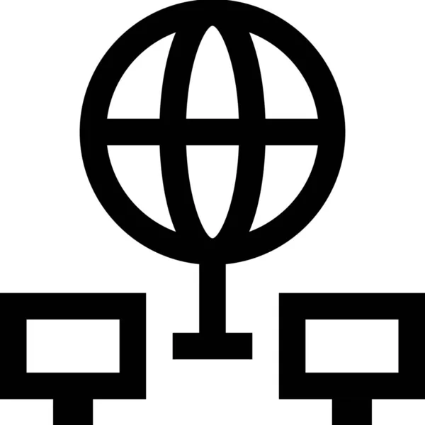 Ikona Dokumentu Połączenia Komputerem Konturze — Wektor stockowy