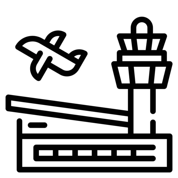 Avião Ícone Arquitetura Aeroporto Estilo Esboço — Vetor de Stock