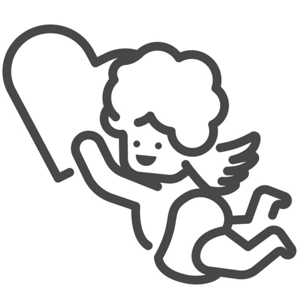 Afecto Cupido Dios Icono Estilo Esquema — Vector de stock