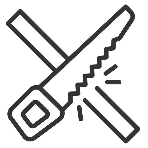 Carpenter Construction Hand Saw Icon Outline Style — Stock Vector