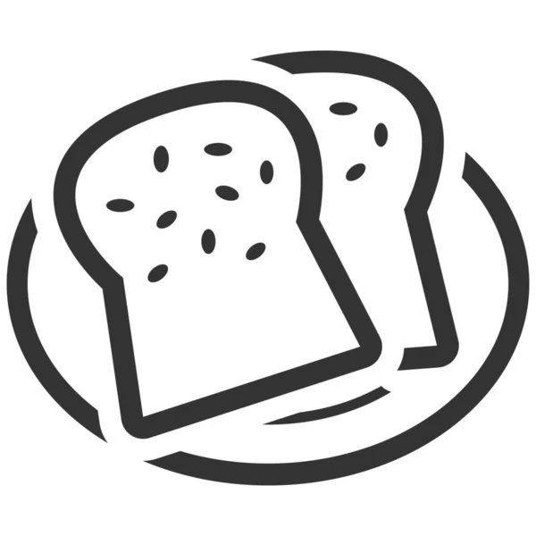 Brot Frühstück Essen Ikone Solidem Stil — Stockvektor