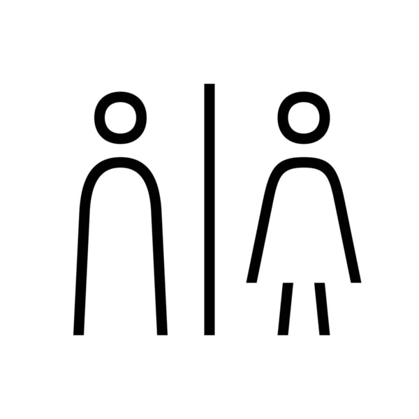 Toilettes Personne Icône Toilette Dans Style Contour — Image vectorielle