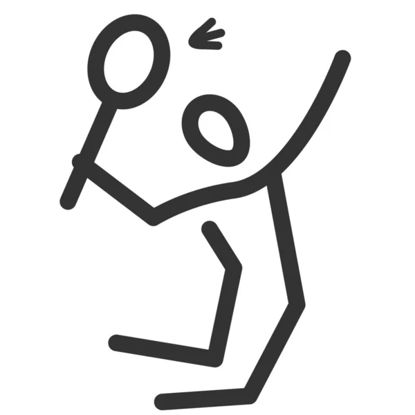 Badminton Icône Jeu Sport Dans Style Outline — Image vectorielle