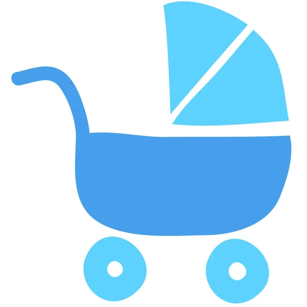 Voiture Bébé Chariot Icône Dans Style Dessiné Main — Image vectorielle