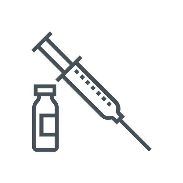Icône Vaccination Liquide Hôpital Dans Style Outline — Image vectorielle
