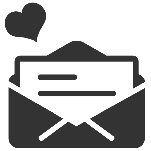 Lettre Message Amour Icône Dans Style Solide — Image vectorielle