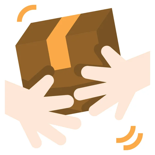 Κουτί Εικονίδιο Παράδοσης Courier Επίπεδη Στυλ — Διανυσματικό Αρχείο