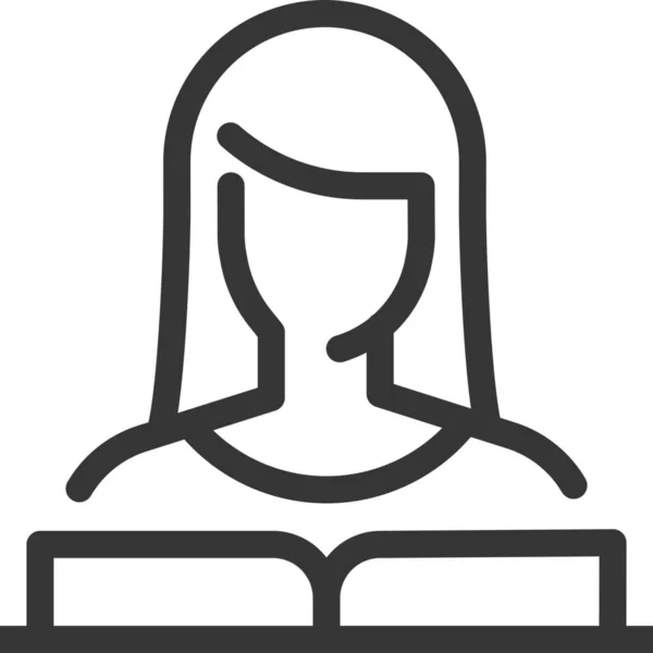 Avatar Icono Género Femenino Estilo Esquema — Vector de stock