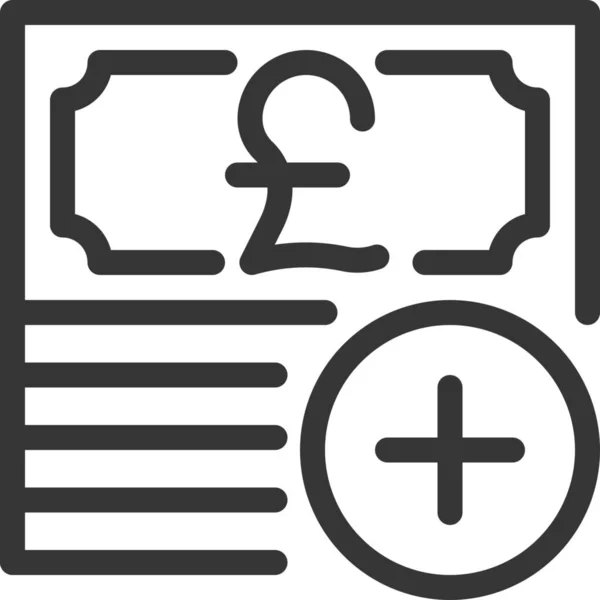 Añadir Icono Británico Bancario Estilo Esquema — Archivo Imágenes Vectoriales