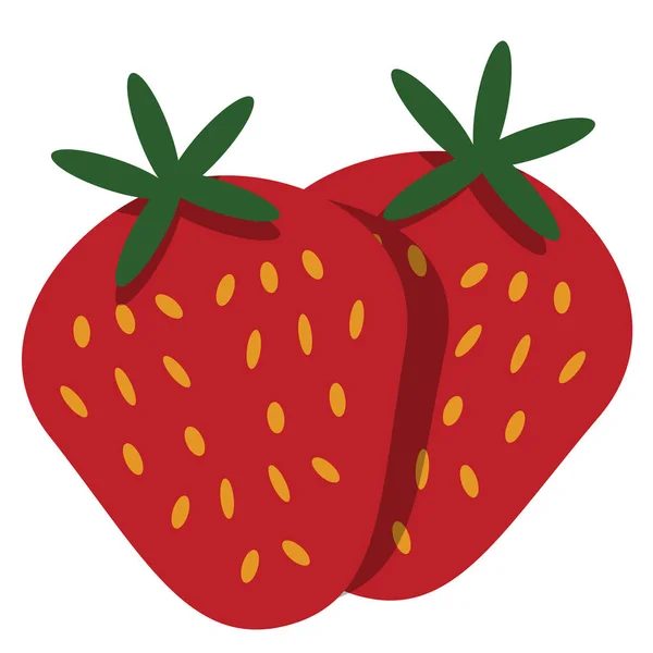 Φρούτο Κόκκινο Φράουλα Εικονίδιο Επίπεδο Στυλ — Διανυσματικό Αρχείο