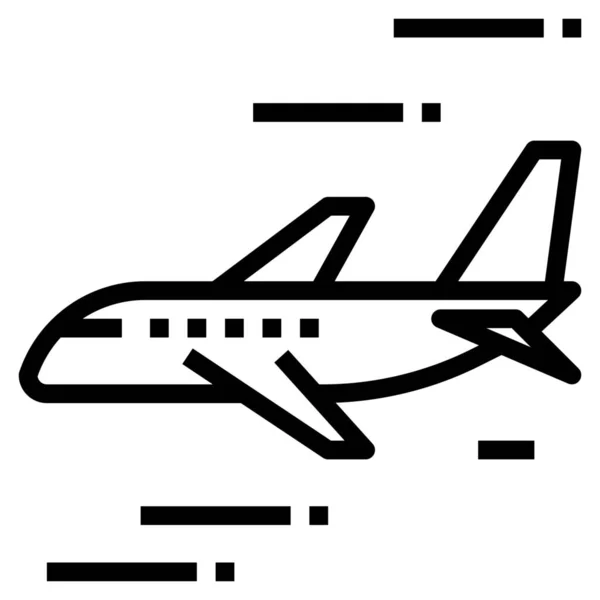 Flugzeugikone Outline Stil — Stockvektor