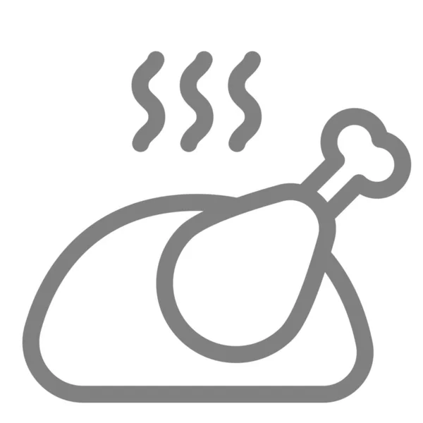 Icono Carne Muslo Pollo Estilo Esquema — Vector de stock