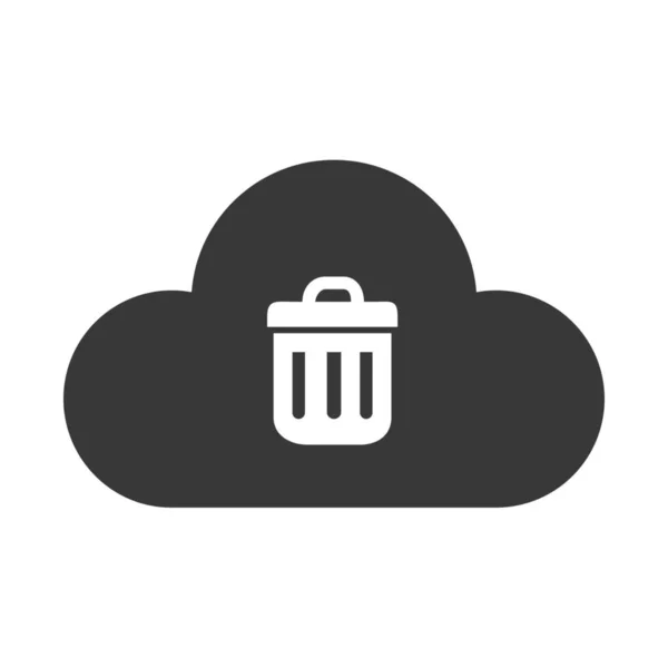 Bin Cloud Delete Icon Flat Style — Stock Vector