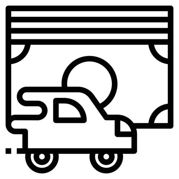 Icono Dinero Efectivo Coche Negocios Estilo Esquema — Vector de stock