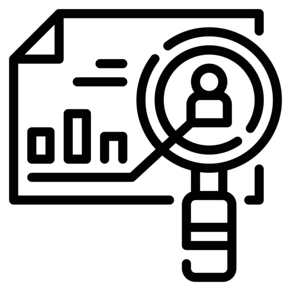 Analysis Charts Magnifying Icon Outline Style — Stock Vector