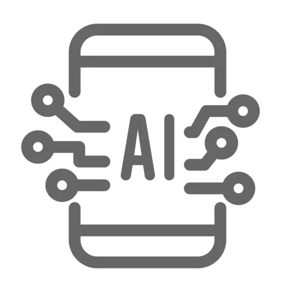 Ai人工知能アイコンの概要スタイル — ストックベクタ