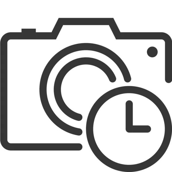 Ícone Móvel Relógio Câmera Estilo Esboço — Vetor de Stock