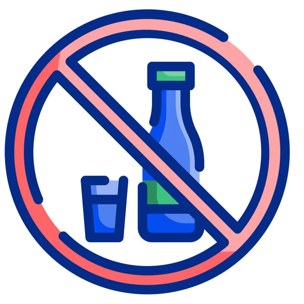 Bebida Alcohólica Icono Prohibido Estilo Contorno Lleno — Vector de stock