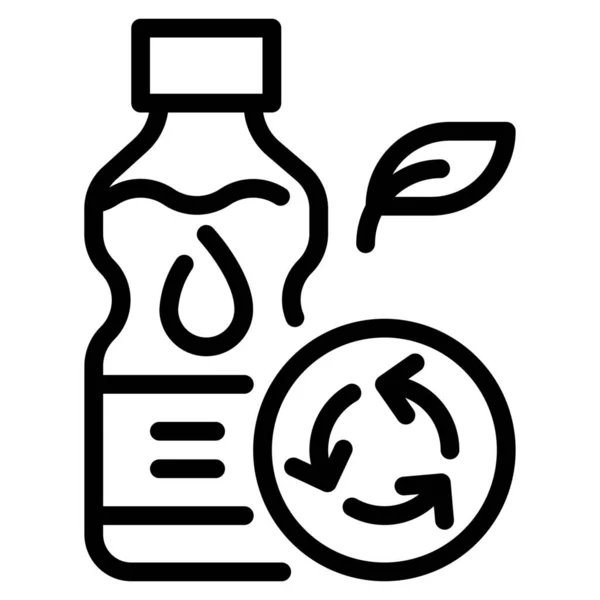 Ikona Środowiska Ekologicznego Butelki Stylu Zarys — Wektor stockowy
