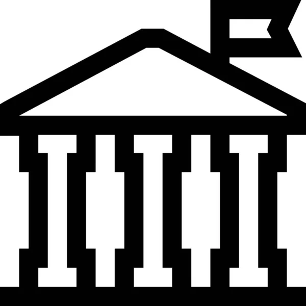 Αρχιτεκτονική Τράπεζα Τραπεζική Εικονίδιο Στυλ Περίγραμμα — Διανυσματικό Αρχείο