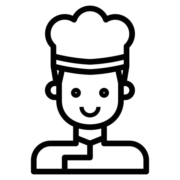 Icône Cuisinière Avatar Chef Dans Style Contour — Image vectorielle