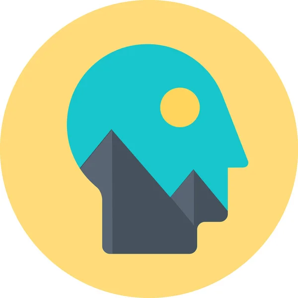 Gehirn Kreativität Kopf Ikone Flachen Stil — Stockvektor