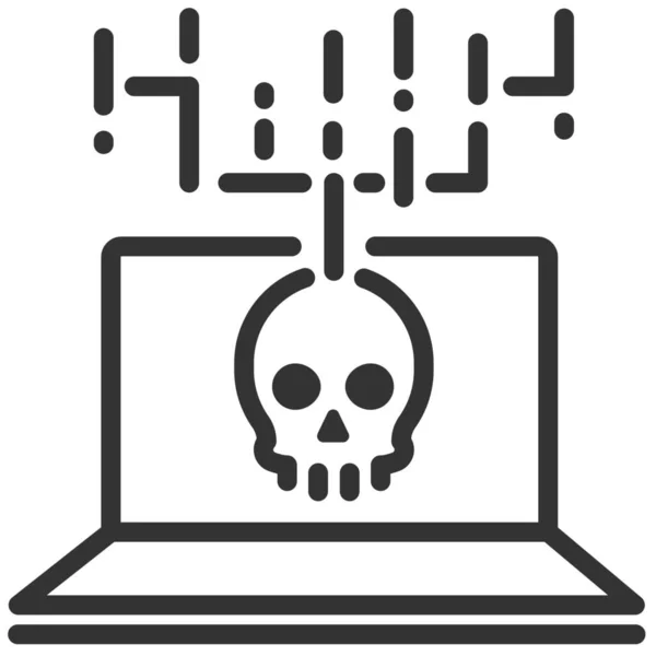 コンピュータ犯罪サイバーアイコンのアウトラインスタイル — ストックベクタ