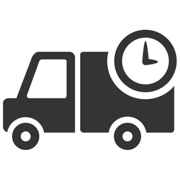 Delivery Ontime Truck Icon Solid Style — Stock Vector