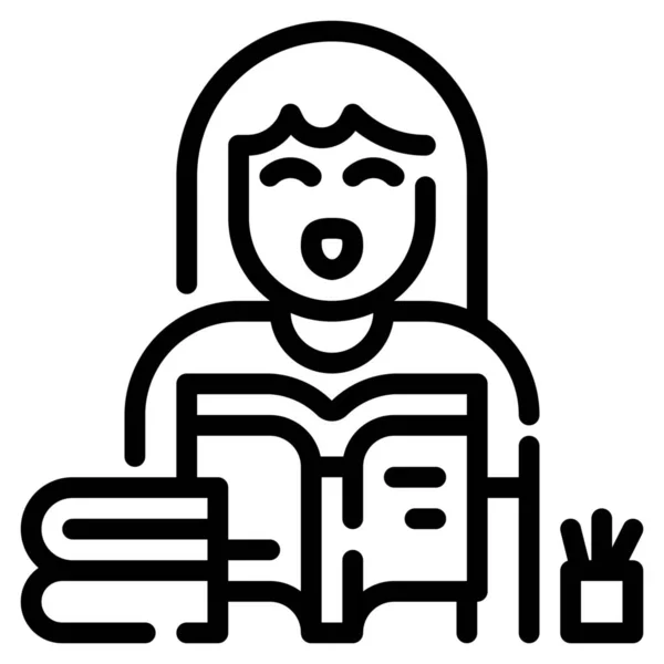 Boek Onderwijs Meisje Pictogram — Stockvector