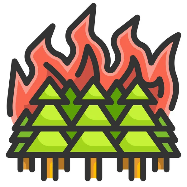 Égő Tűz Katasztrófa Ikon Természet Szabadban Kaland Kategóriában — Stock Vector