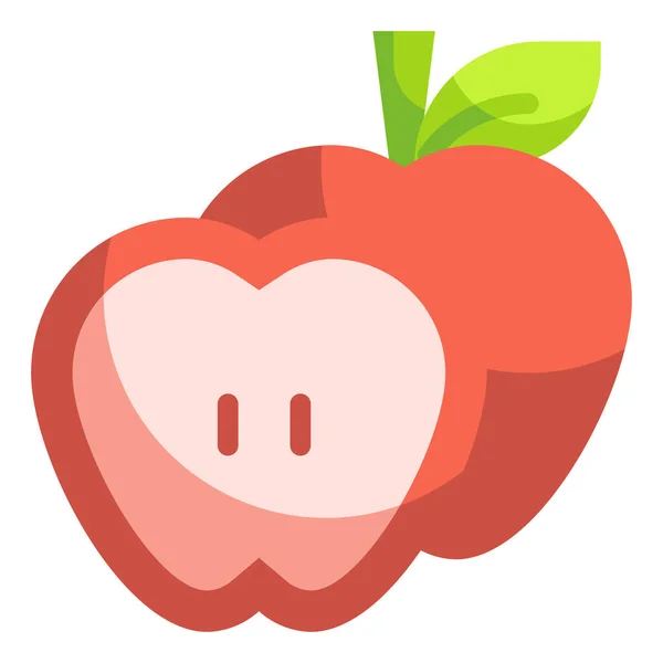 Manzana Dieta Icono Alimentos Estilo Plano — Vector de stock