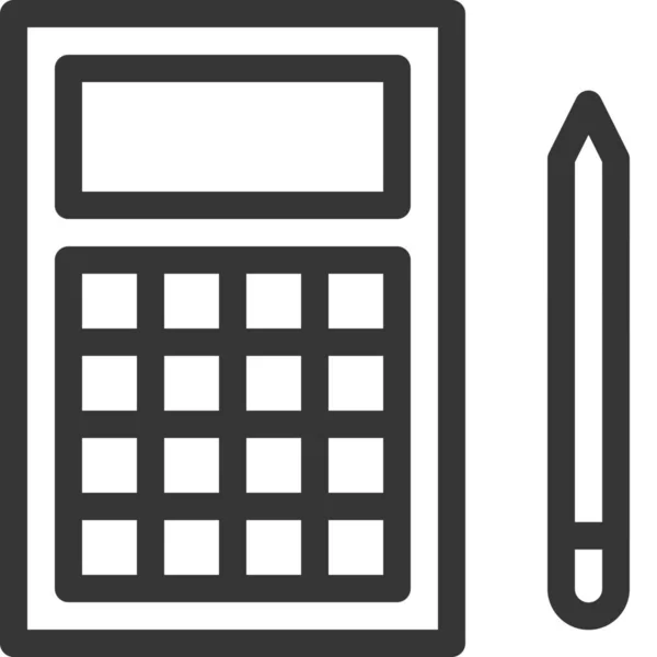 Menghitung Ikon Pelajaran Kalkulator Dalam Gaya Outline - Stok Vektor