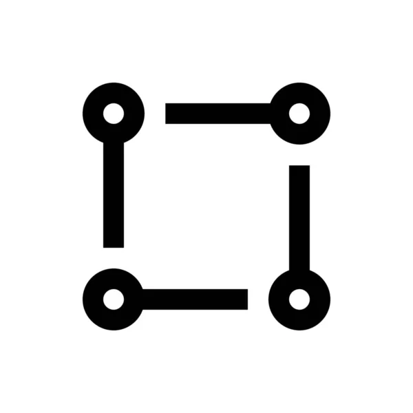 Conexión Icono Cuatro Nodos Estilo Esquema — Archivo Imágenes Vectoriales