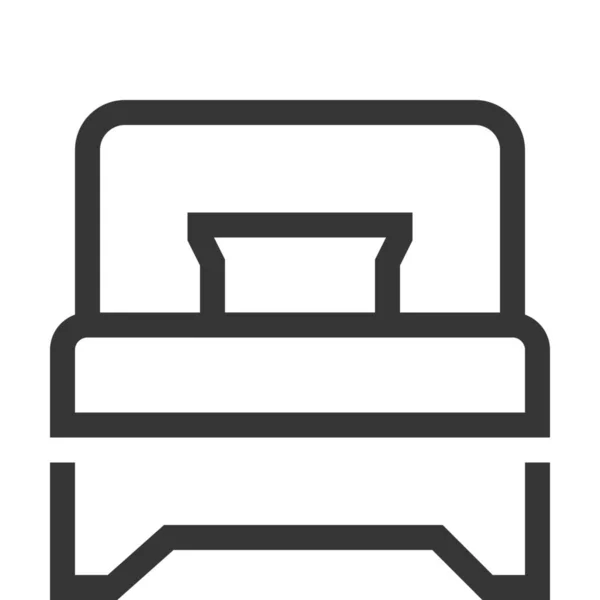 Dormitorio Cama Doble Icono Estilo Del Esquema — Vector de stock