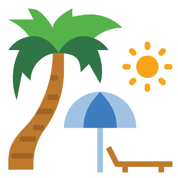 Playa Mar Caliente Icono Estilo Plano — Vector de stock