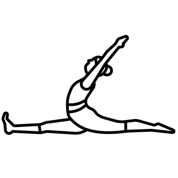 Singe Pose Icône Yoga Dans Style Outline — Image vectorielle