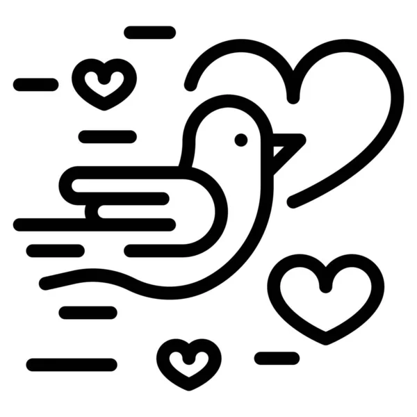 Ptak Gołąb Serce Ikona Miłość Romans Kategorii — Wektor stockowy