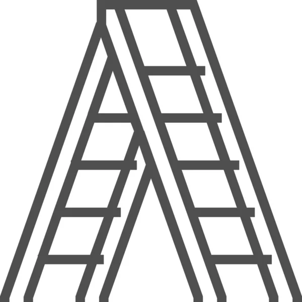 木雕阶梯梯子图标的轮廓风格 — 图库矢量图片