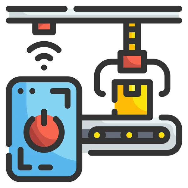 Smartphone Controle Slim Pictogram — Stockvector