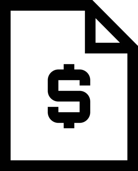 Bankdokument Dollar Symbol Outline Stil — Stockvektor