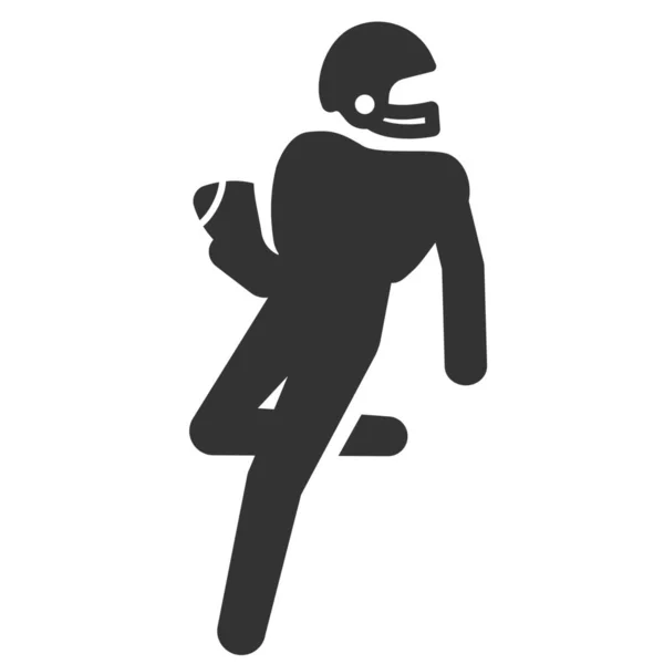 Joueur Football Américain Quarterback Icône Dans Style Solide — Image vectorielle