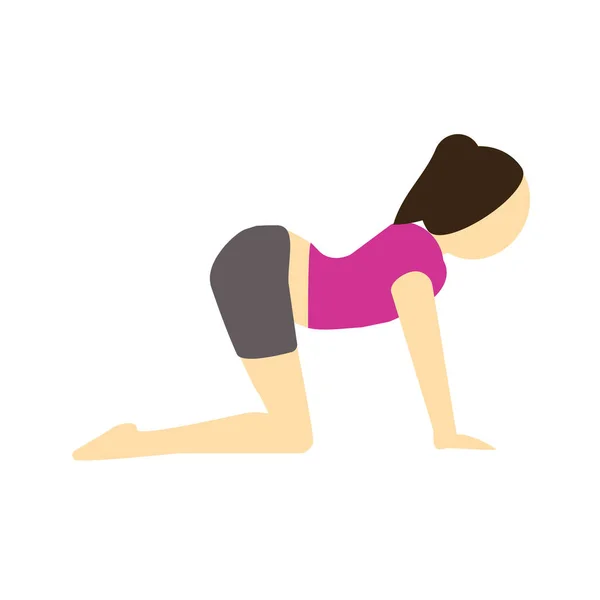 Cat Marjariasana Meditation Icon Flat Style — 스톡 벡터