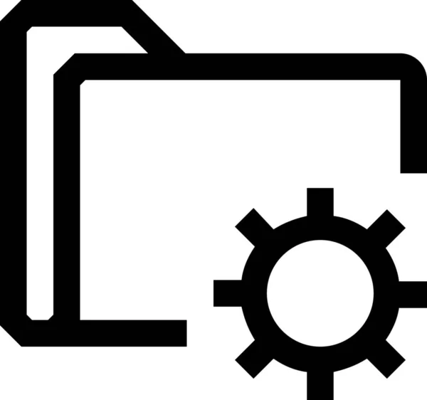 Cog Dokument Fil Ikon Konturstil — Stock vektor